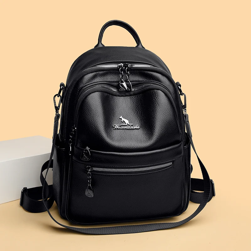 Fashionable Large Capacity Lightweight Leather Double Shoulder Bag for Women Travel Backpack Comfortable Padded Straps 2026 N...