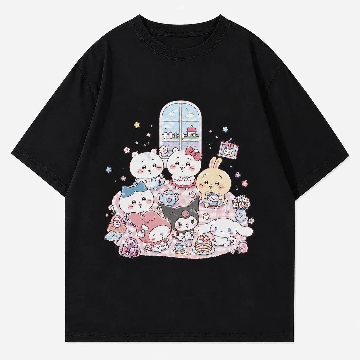 2026 CHIIKAWA Sommer Eltern-Kind Reines Baumwoll-T-Shirt Bequem Atmungsaktiv Hochwertig Ins Y2k Herren-T-Shirts – Detail 5