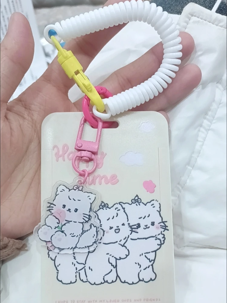 

Rabbit Dog Card Set Elastic Rope Student School Card Protection Case Key Chain Cute Tiger Panda Koala Cat Pig Bear Lamb Tulip