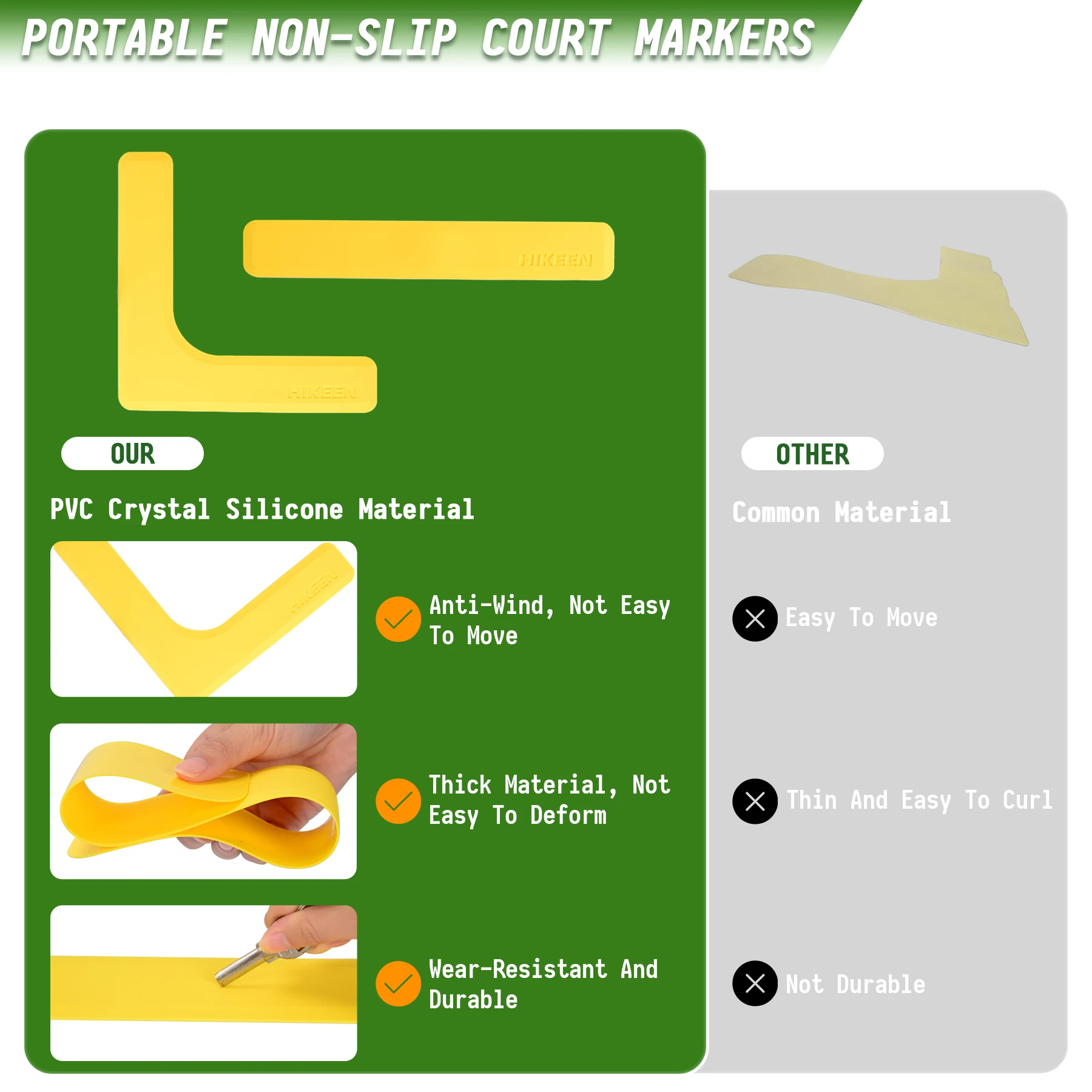 Pickleball Court Lines Marker Kit Anti-Slip and Wind-Resistant Throw Down Markers 28pcs Pickleball Net Court for Outdoor Court