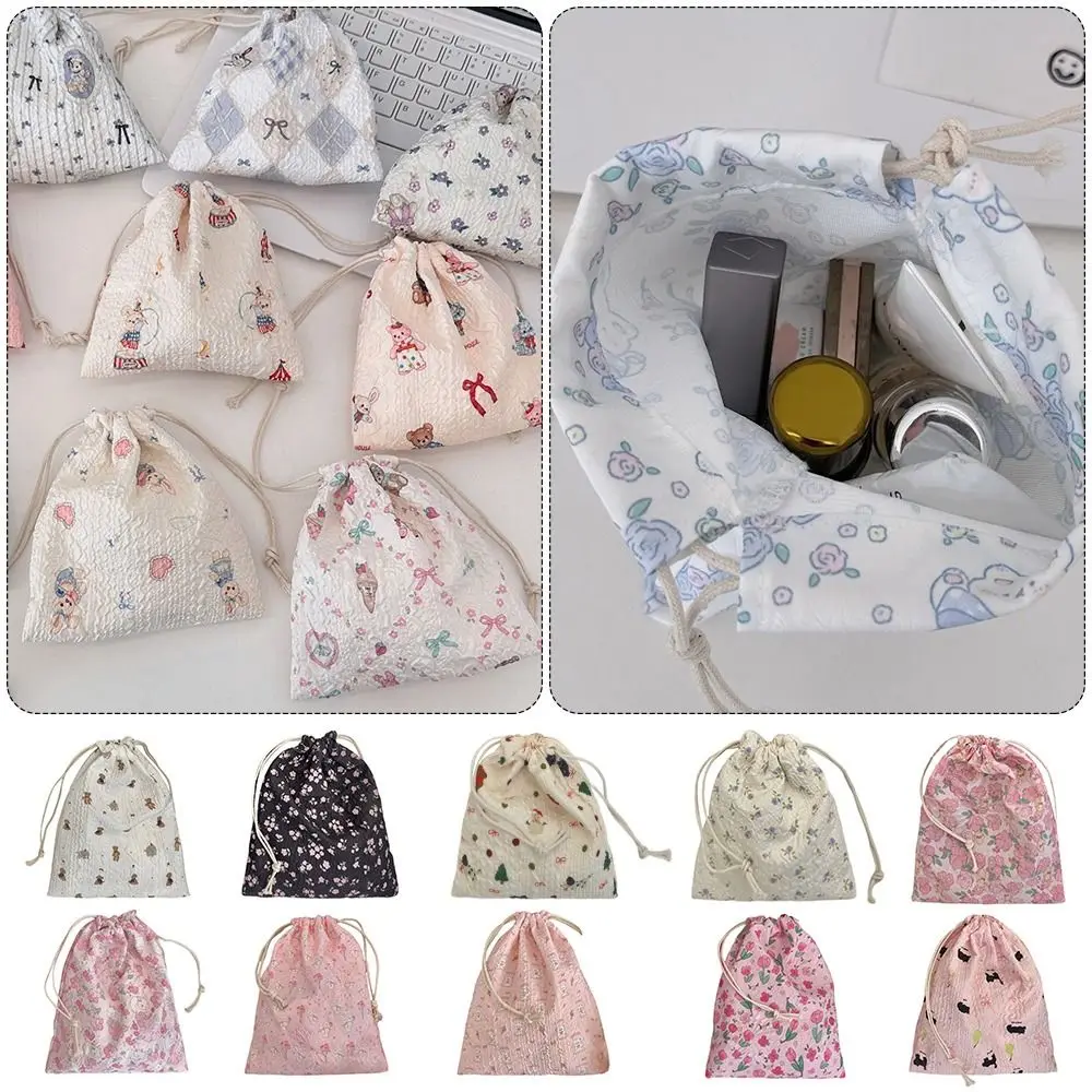 

Portable DIY Gift Bag Multifunction Large Capacity Drawstring Pocket Anti Dust Fabric Handbag Coin