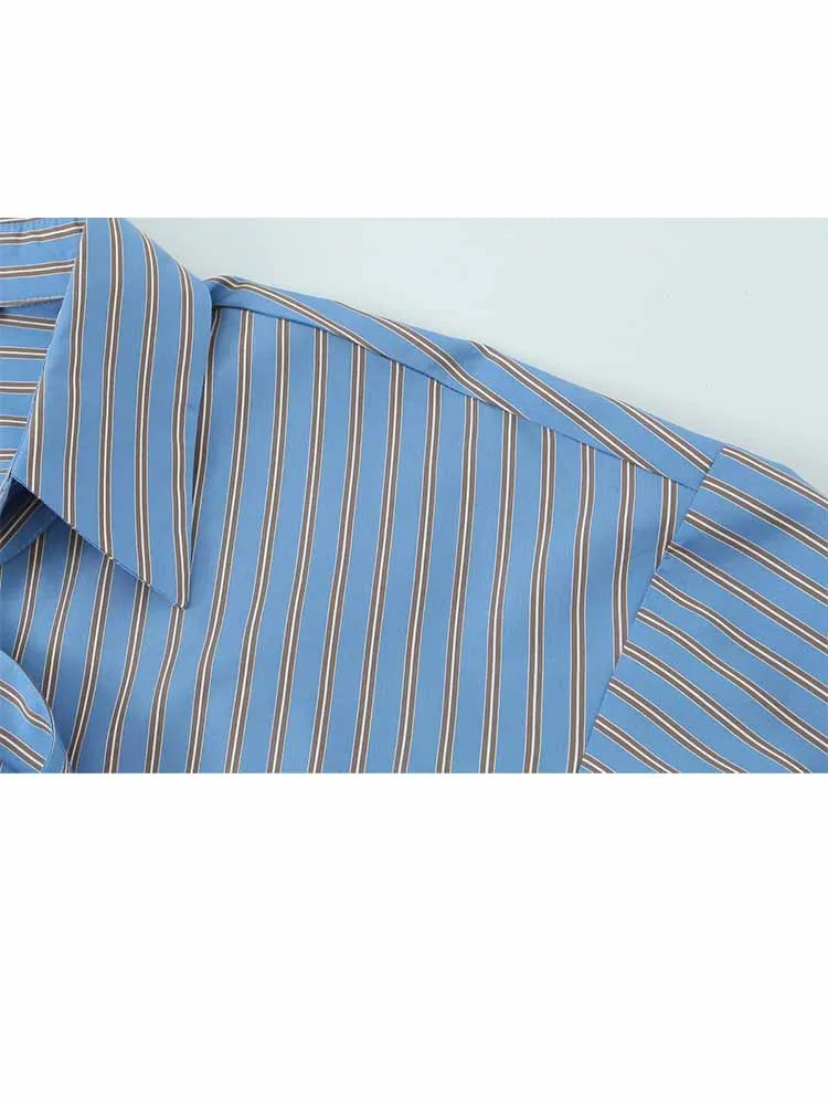 HH Nuova Donna All'inizio della Primavera Moda Maniche Lunghe Elegante Fiocco Decorazione Strisce Camicia Allentata Pendolarismo Femminile Top Versatili