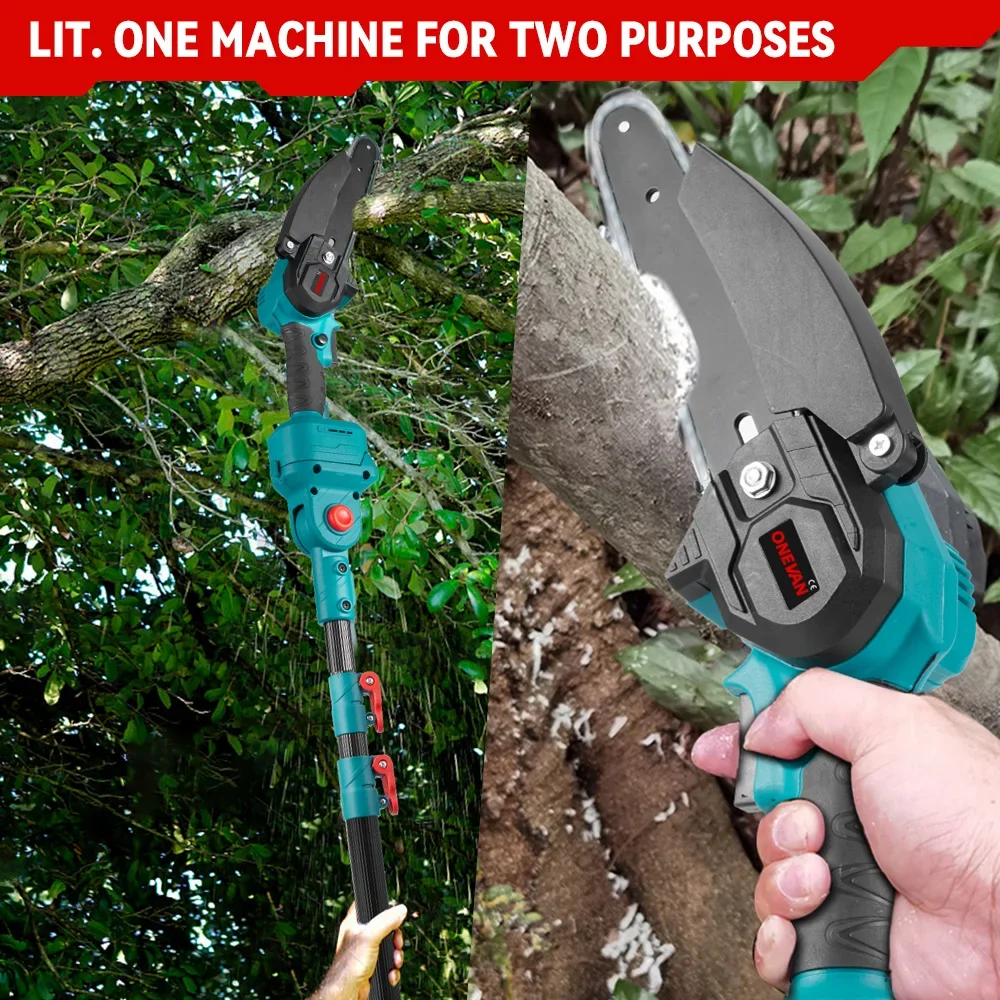 ONEVAN 3-in-1 Brushless Telescoping Electric Pole Chainsaw High Branch Scissors Garden Pruning Tool For Makita 18V Battery