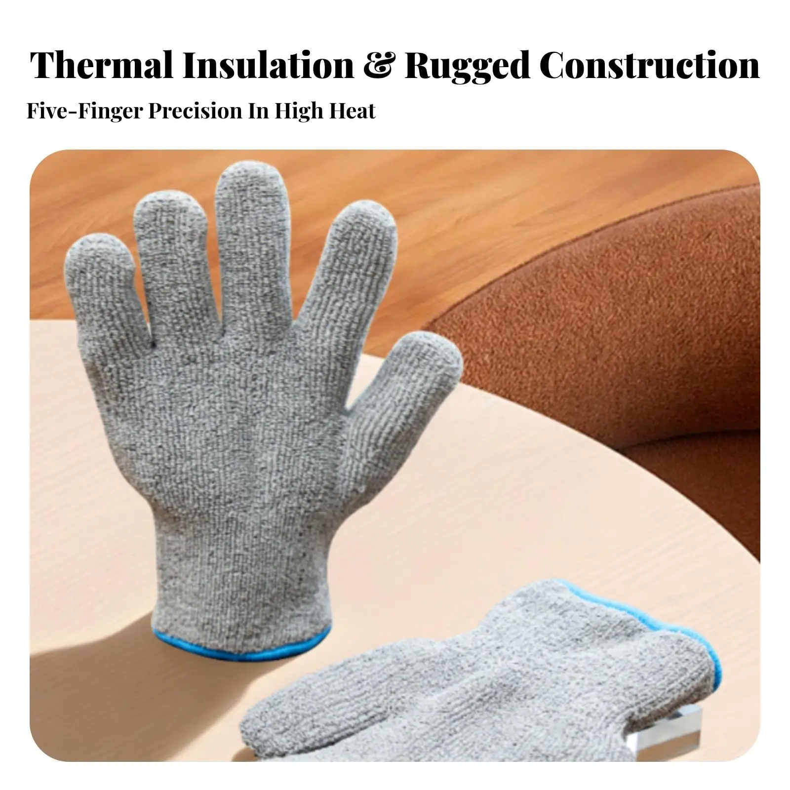 Cotton Heat Resistant Oven Mitts with Elastic Cuffs for Kitchen Cooking Baking BBQ Use