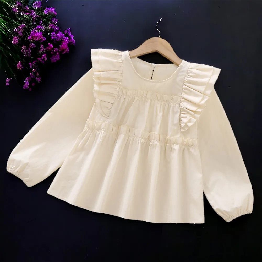 Kids School Shirts for Girls White Blouses Cotton Spring Autumn Long sleeve Children Clothes for Teenagers 6 8 10 11 12 13 Years