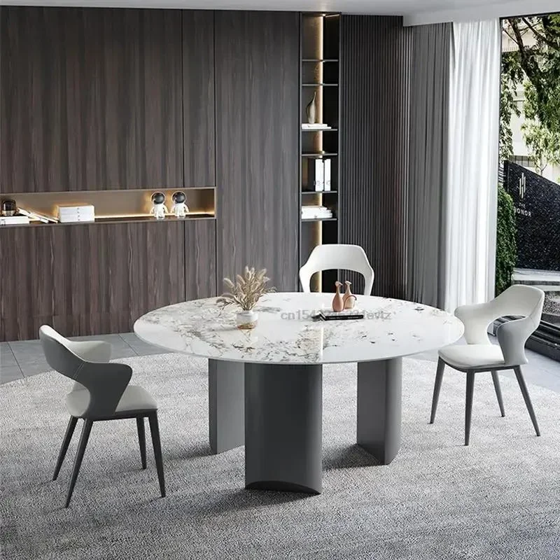 Set furnitur dapur Mesa restoran, meja makan bulat kelas atas minimalis Modern untuk 10 orang