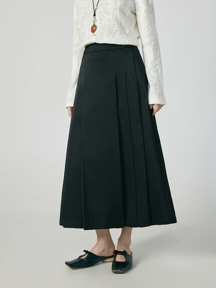 LIEDU Autumn French Fashion Elegant Commuter Women High Waist Solid Black Flared Midi Skirt Loose Casual Office Daily Outfit