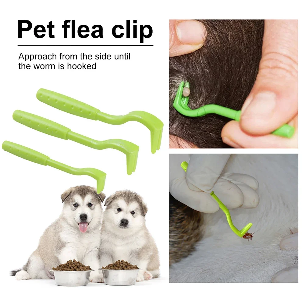 3-30PCS Flea Remover Hook Tick Remover Tweezer Tick Pull Cat Dog Grooming Insect Clips Kittens Lice Removal Pet Cleaning Tools