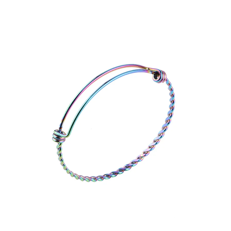 2Pcs/lot 55mm 60mm 65mm Stainless Steel Twist Wire Bangle Bracelet Adjustable Women Wire Bracelet