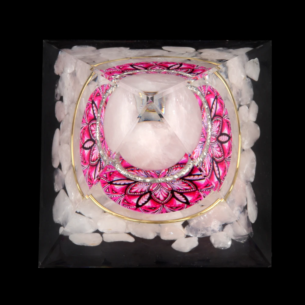 Pyramid Crystal Stone Ornament Natural Rose Quartz Obsidian Energy Stone Pyramid Healing Reiki Home Decoration 6x6cm