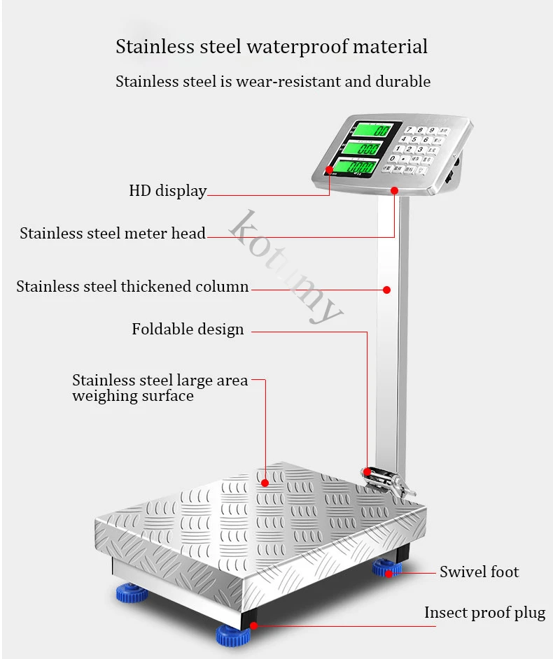 Stainless Steel Bench Scale 150kg Folding Electronic Scale Kitchen Food Meat Weighting Shop Scale