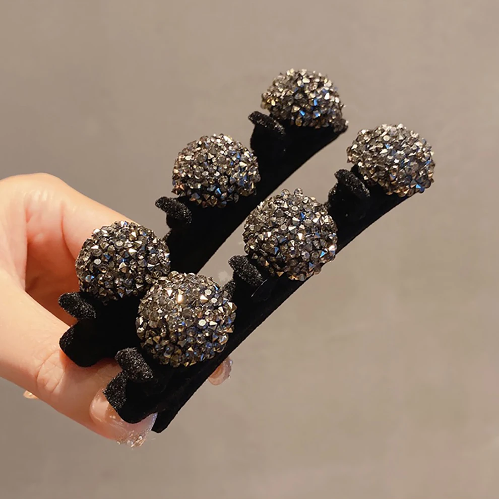 Molans Fashion Round Rhinestone Braided Flocking Hairpin Hair Hoop Broken Hair Clip Women Fixed Headband Lazy Hair Accessories