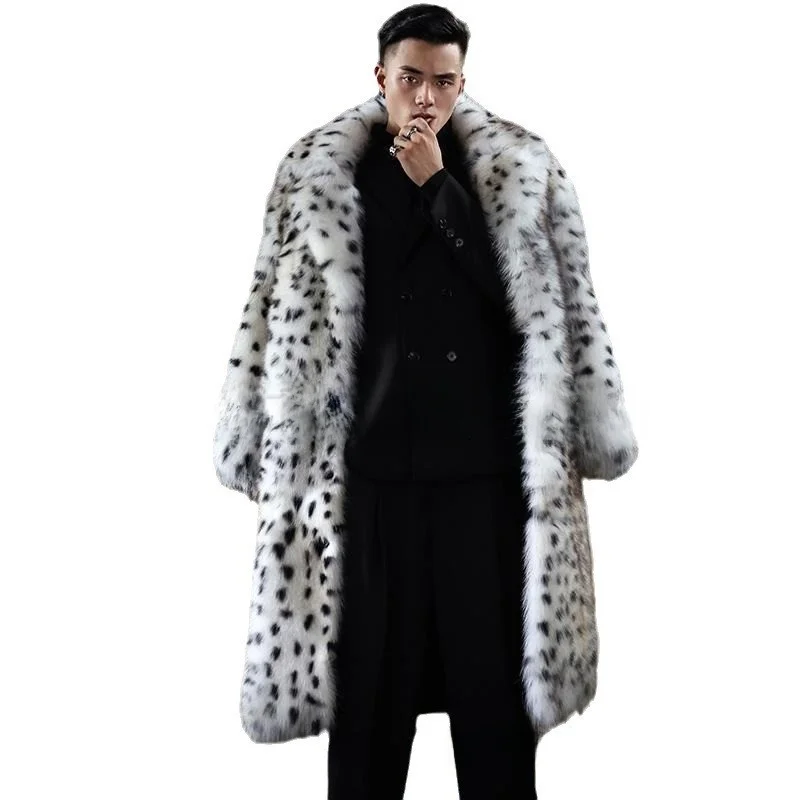 

Новое зимнее мужское пальто, теплое уличное повседневное пальто с воротником из искусственного меха, длинная длина, свободная посадка Briti Sle, молодежный модный ретро-узор