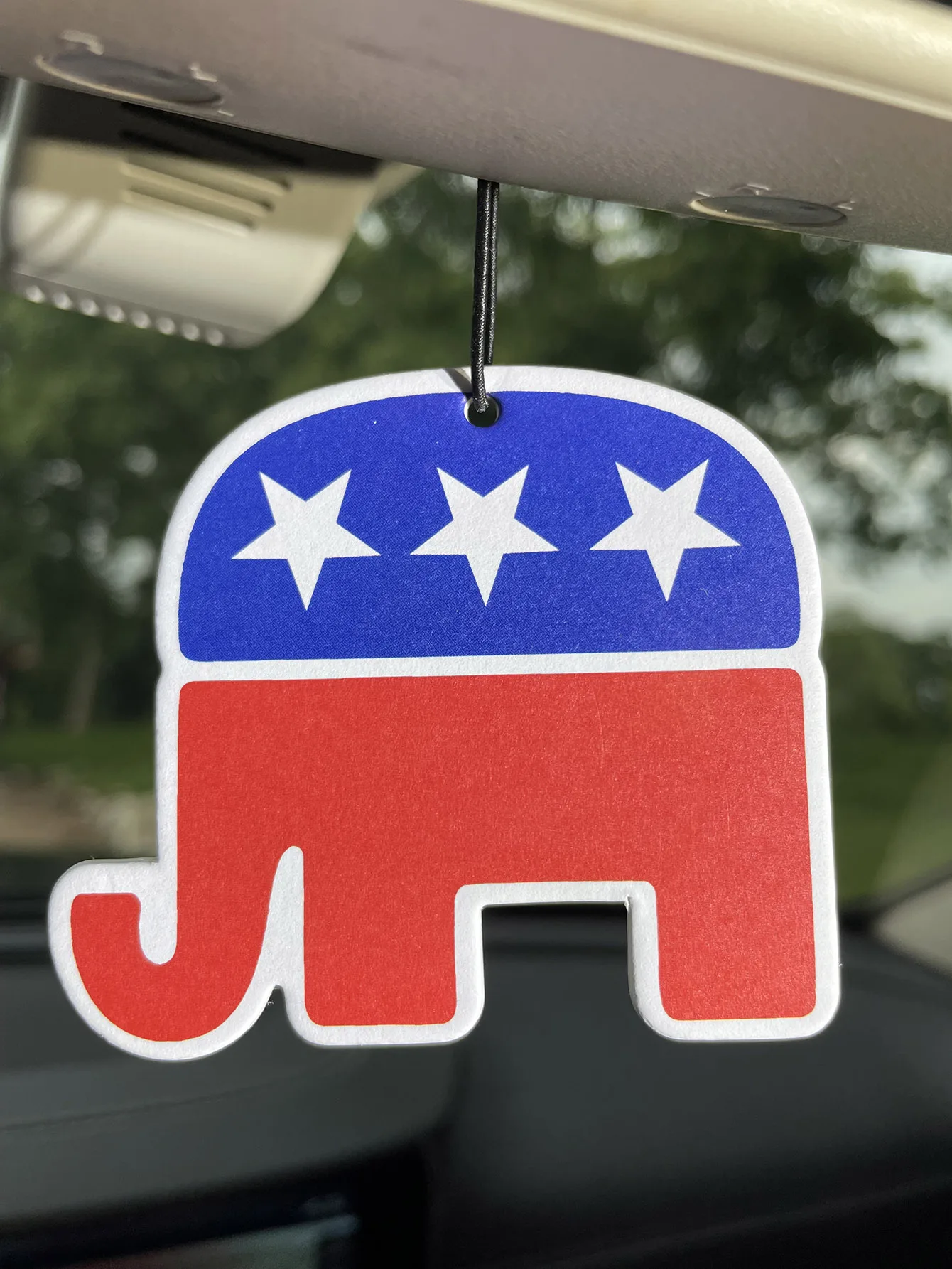 Republican Elephant Patriotic Car Air Freshener, USA Red White Blue Star Hanging Scent Tag, Natural Plant Extract Fragrance, Alc