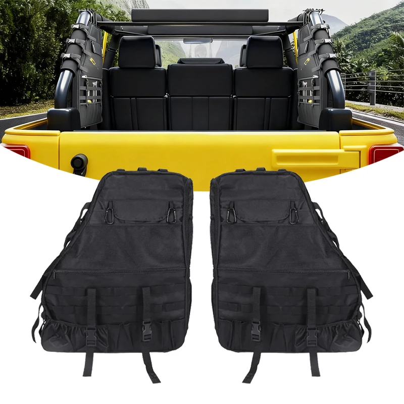 

New For Jeep Wrangler JK JKU JL 4-Door 2007-2019 Roll Bar Storage Bag Saddle Bag Cargo Organizer Tool Kit With Multi-Pockets