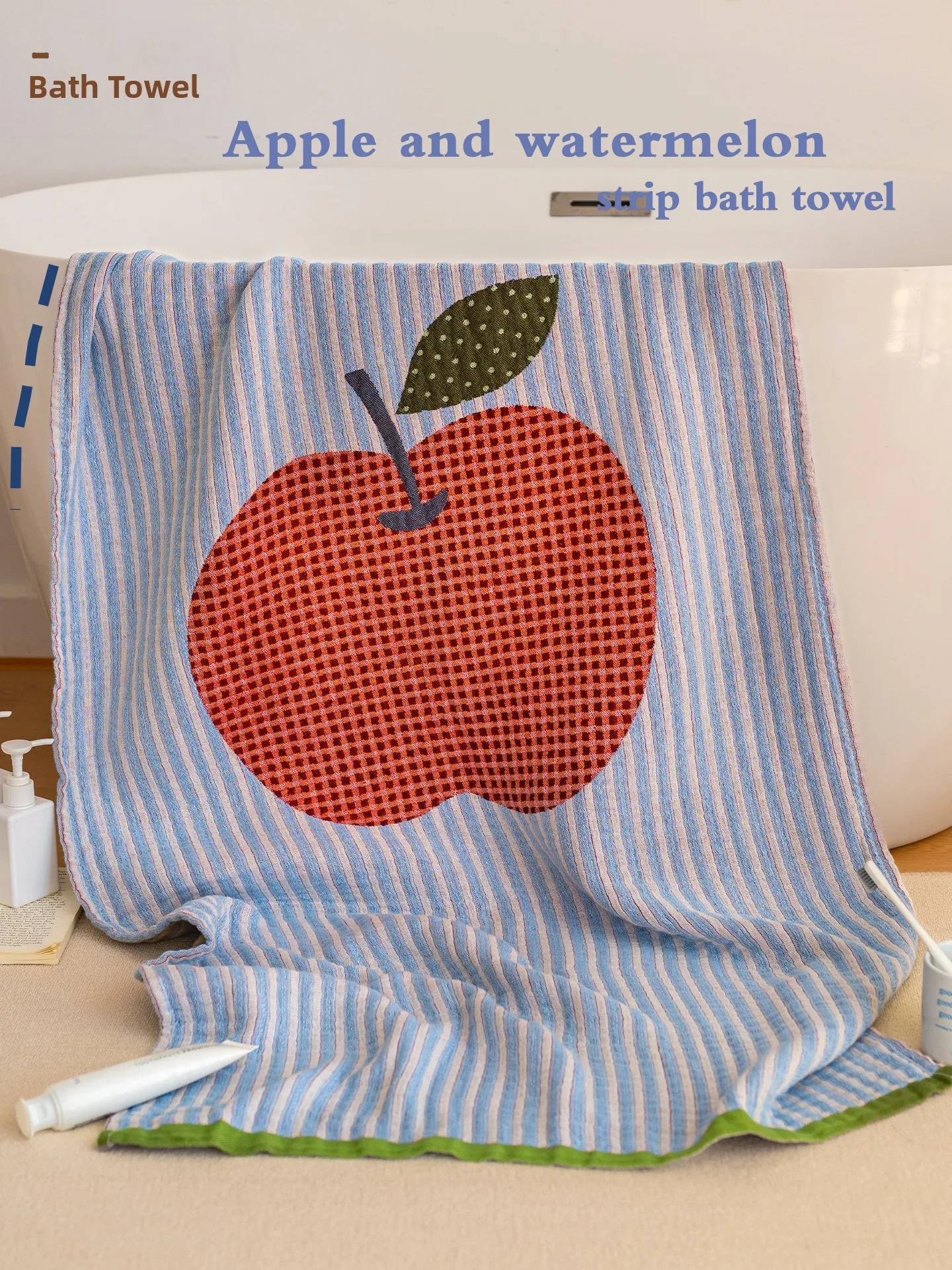 

Банное полотенце из чистого хлопка с фруктовым узором, новое, полностью хлопковое, большое, впитывающее, для взрослых, для душа и домашнего использования, из мягкой ткани