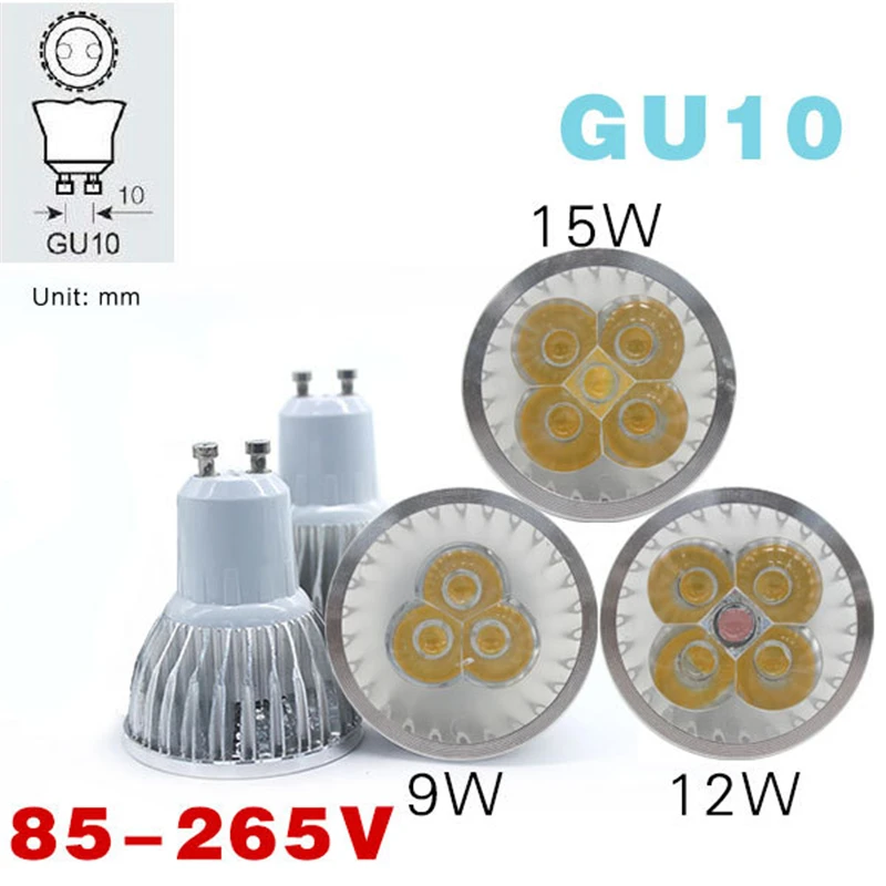 

High Power GU10 LED Bulb 9W 12W 15W LED Spotlight 220V LED Home Lighting Warm/Cold White Energy-saving Light Bulbs Super bright