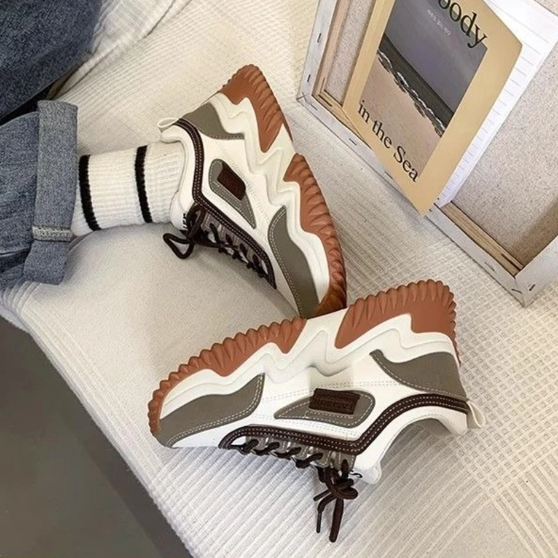 Plus Size Friendly Winter Sneakers Thickened Platform Chunky Dad Shoes for Women Thermal Ins Style Slimming Cotton Shoes