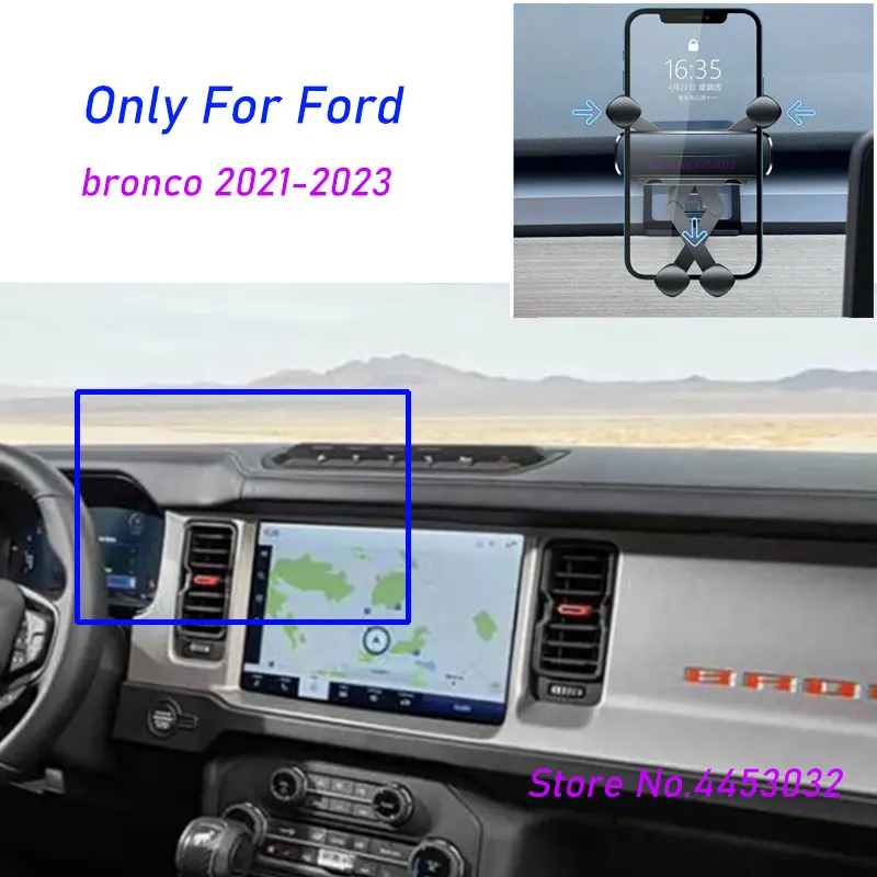 

For Ford bronco 2021-2023 Gravity Car Phone Holder Stand Mounts Support Horizontal GPS Bracket With Base Accessories