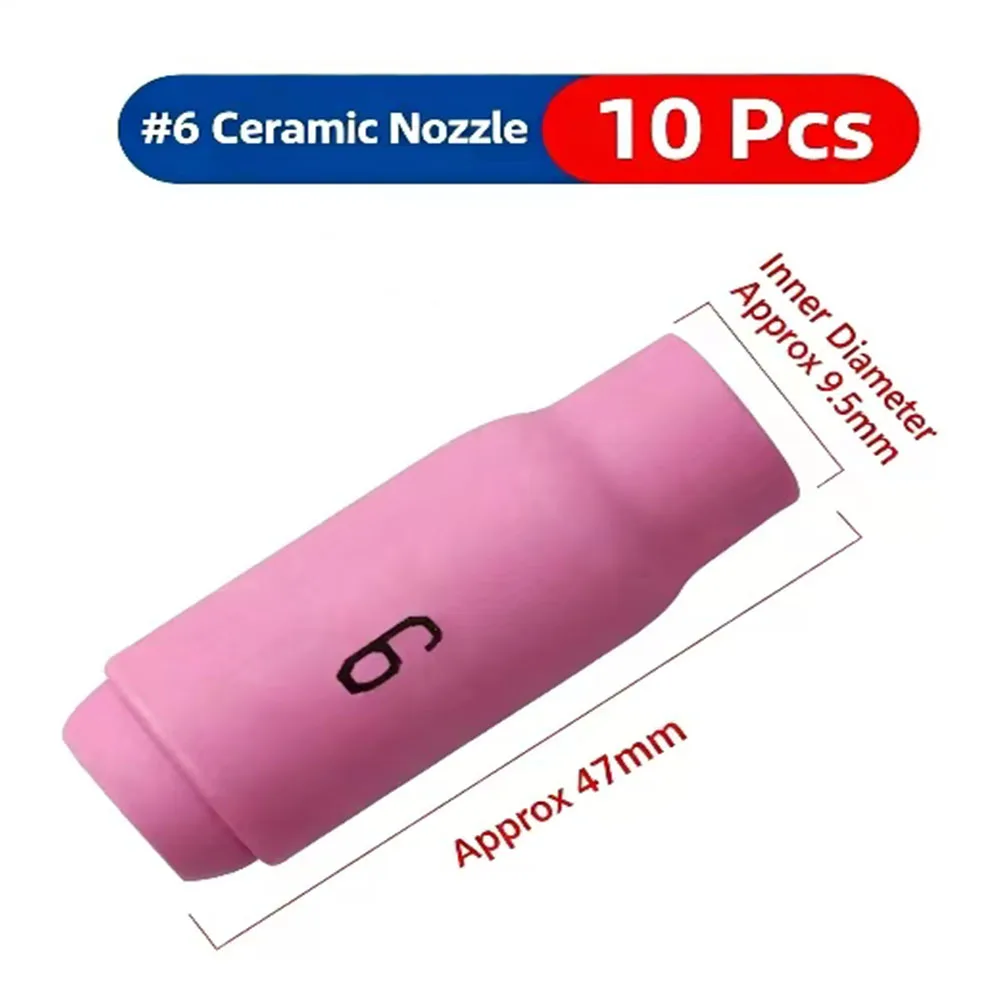 Aluminum Oxide Nozzle, Ceramic Cup Nozzle Welding Gun Accessories for TIG Welding, Argon Arc Welding Gun Consumable Collet Body,