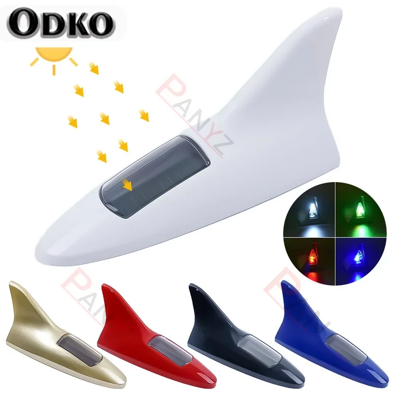 Shark Fin Solar Energy Powered Car Flash Strobe Light Emergency Warning Lamp Antenna Control Signal Receiver Roof Decoration