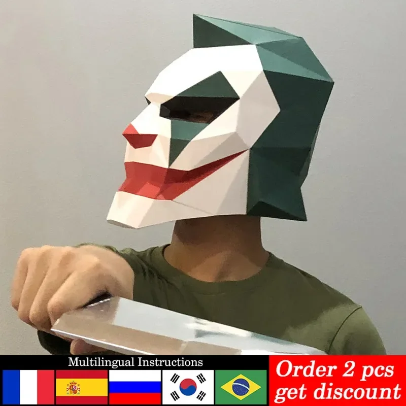 

New Clown Mask Paper Model,Low Poly 3D Papercraft Art Origami Costume Party Cosplay,Handmade DIY Adult Craft RTY150