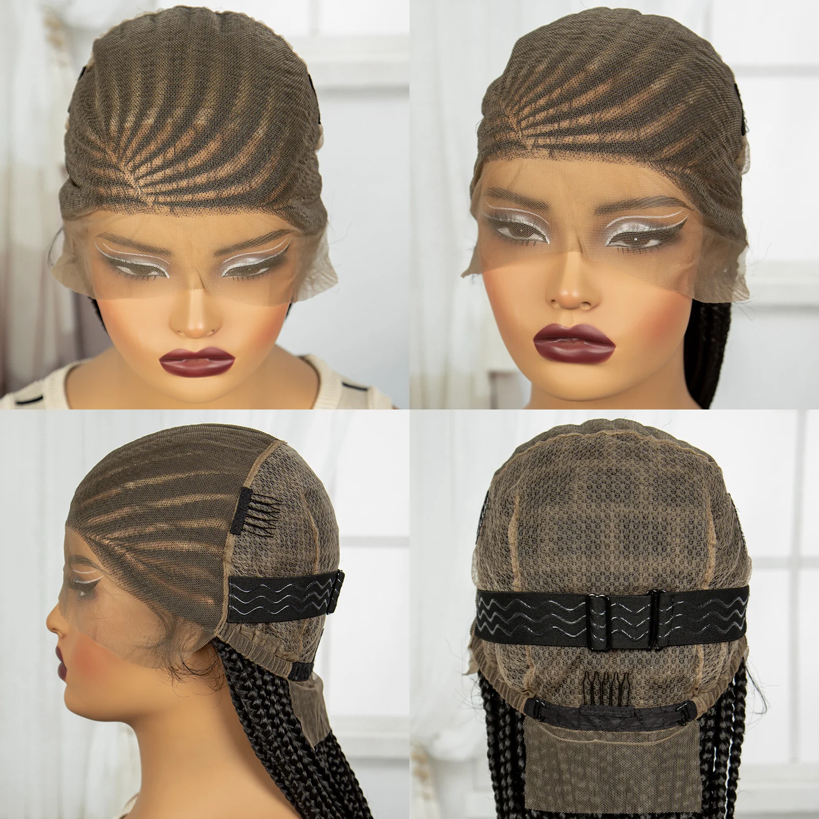 36inch Full Lace Cornrow Braided Wigs Synthetic Knotless Braided Lace Wigs With Baby Hair for Black Women Lace Front Braids Wigs