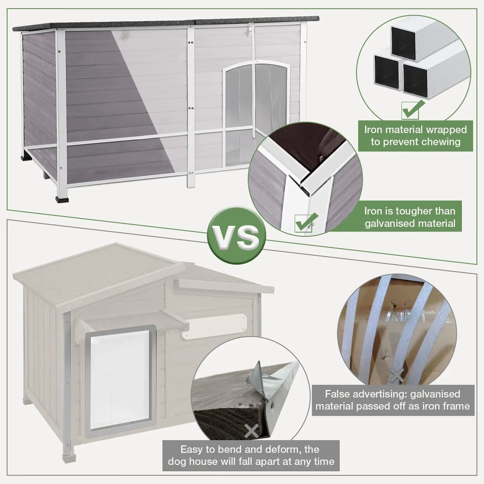 Large Dog House with Insulated Liner for Outdoor Waterproof Outside Dog Kennel for Small Medium and Large Dog with All-Around