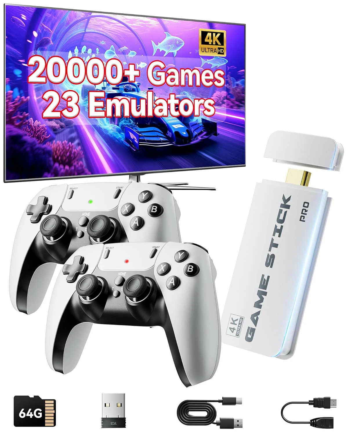 2025 Enhanced Wireless Retro Gaming Console Plug-and-Play Video TV Gaming Stick Featuring 4K HDMI Output Built-in 23 Emulators