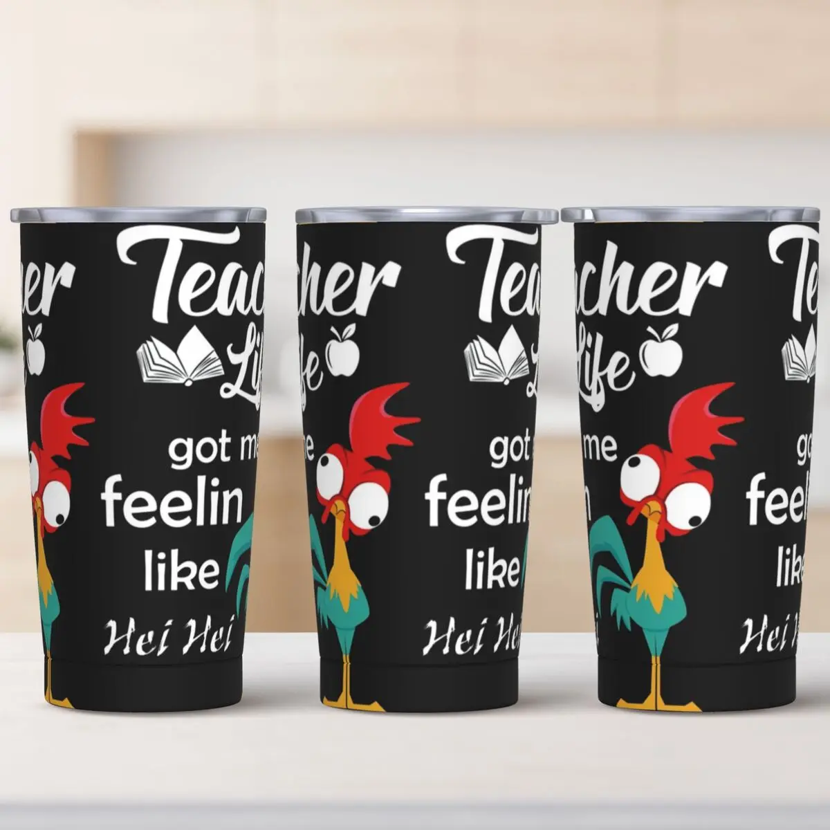 

M-Moana Hei Hei Stainless Steel Tumbler Meme Beach Coffee Mug With Straws and Lid Large Mugs Cup Hot Drinks Water Bottle