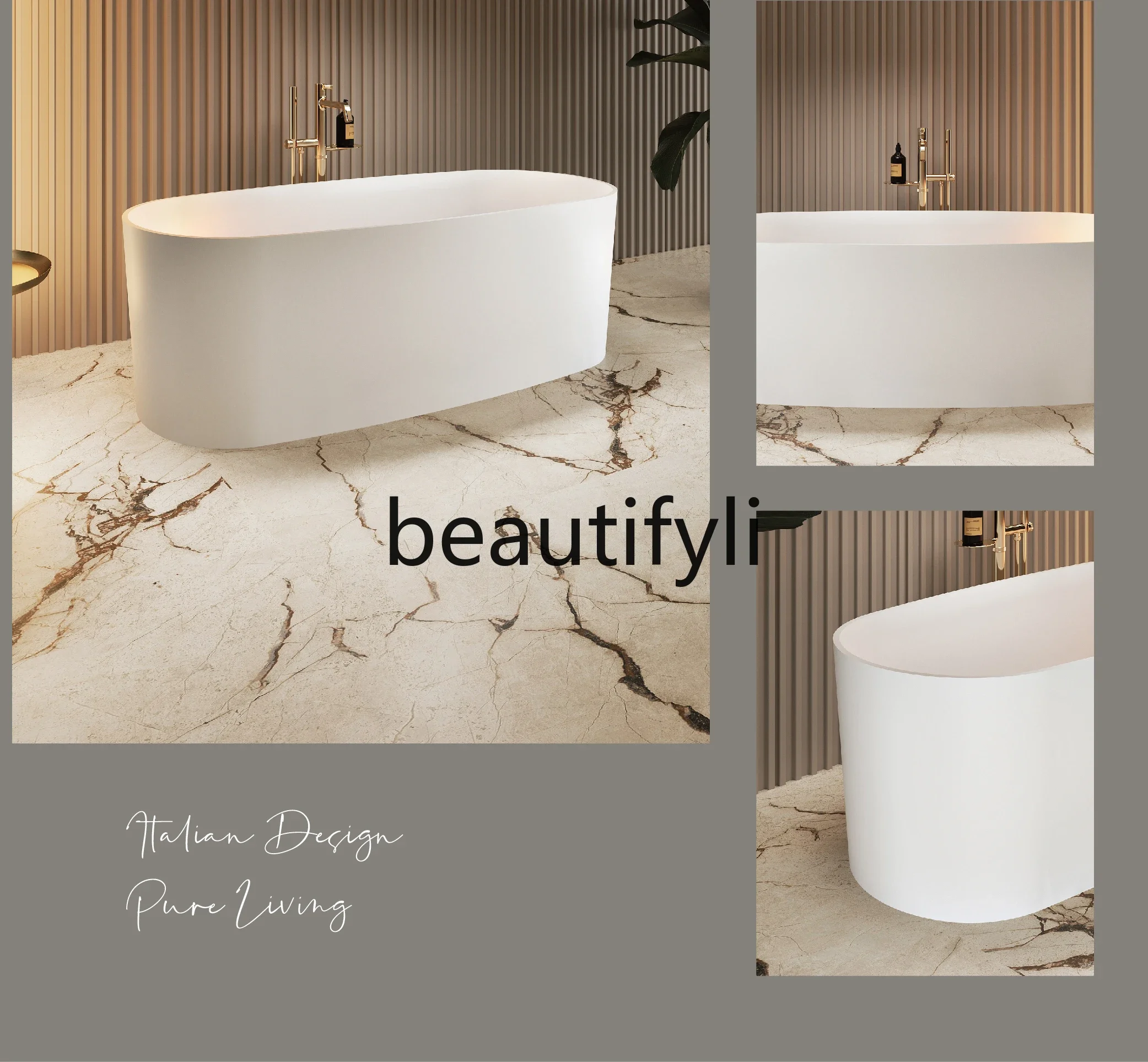 F56 PMMA artificial stone bathtub high-end skin-friendly light luxury family villa hotel homestay double bathtub