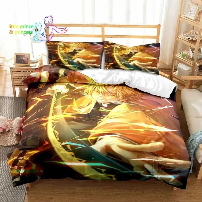 Agatsuma Zenitsu Anime Demon Slayer Bedding Set Single Twin Full Queen King Size Bed Set Aldult Kid Bedroom 3D Print