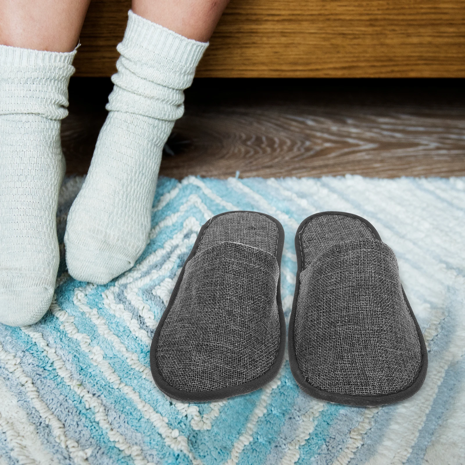 20Pcs Home and Hotel Slippers Pairs Pack Shoes Comfortable Non-Slip Cotton Linen Spa Salon Vacation Travel Home Business Slipper