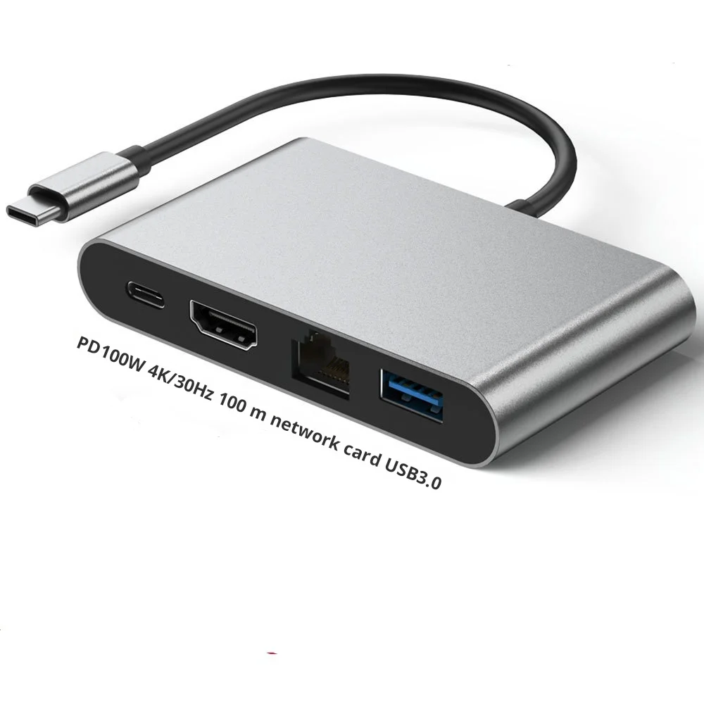 Type-C expansion dock to high-definition 4K30Hz network card USB3.0 hub 4in1