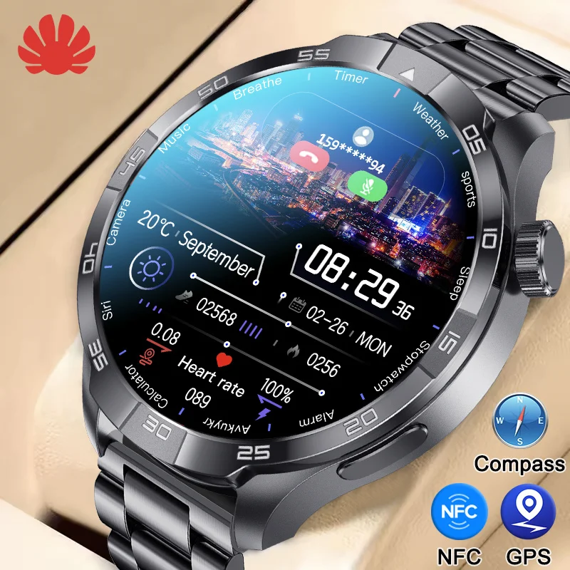 2025年新型-gt-6-pro-gpsスマートウォッチ-メンズ-nfc-bluetooth通話-ip68防水-amoledスクリーン-コンパス搭載-スポーツスマートウォッチ-android-ios対応