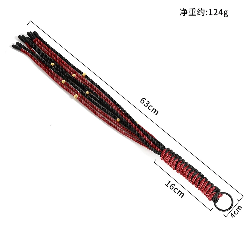 63cm Red and Black Double Match Braided Rope Horsewhip Riding Crop Flogger Paddle Slapper Horse Training Dressage Whips