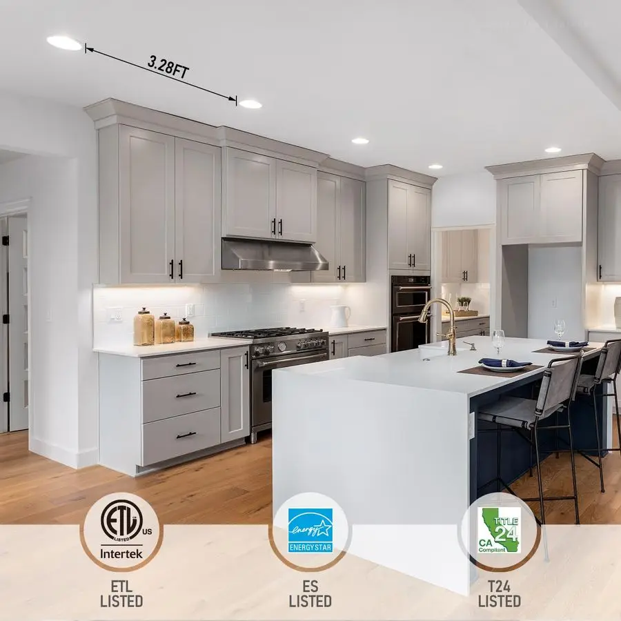 Iluminación empotrable LED delgada de 6 pulgadas con caja de conexiones, luz empotrable ultrafina regulable de aluminio CRI90 de 12 W, luz diurna de 5000 K, 1100 L