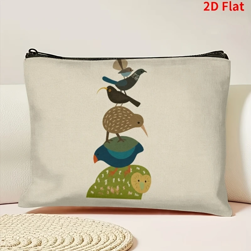 Zealand Birds Stacked Rectangular, Makeup Bag Travel - Lightweight Cosmetic Organizer, Toiletry Pouch, Pill Case and Coin Purse
