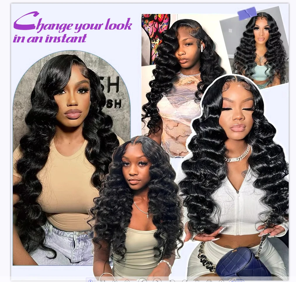 HD 13x6 Loose Nature Wave Lace Front Human Hair Wigs 200_ Transparent 30 40 Inch 13x4  Deep Water Wave Lace Frontal Wig