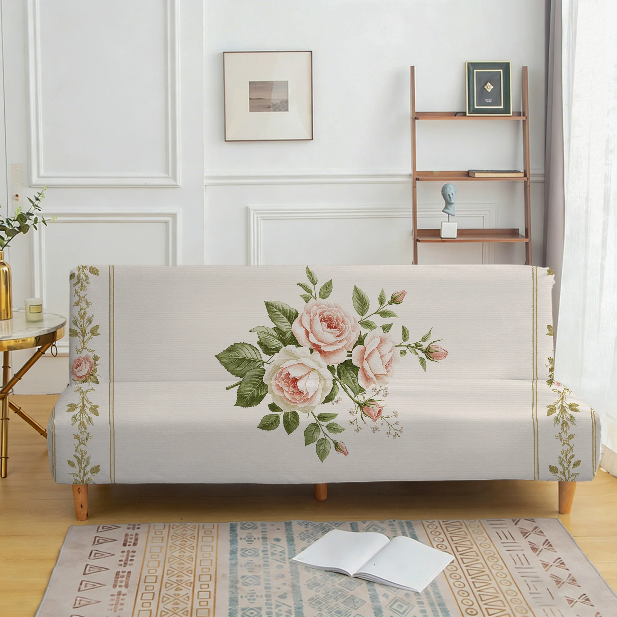 Gentle wind Phnom Penh rose sofa bedspread, elastic sleeveless sofa cover, dustproof and non-slip furniture protective cover