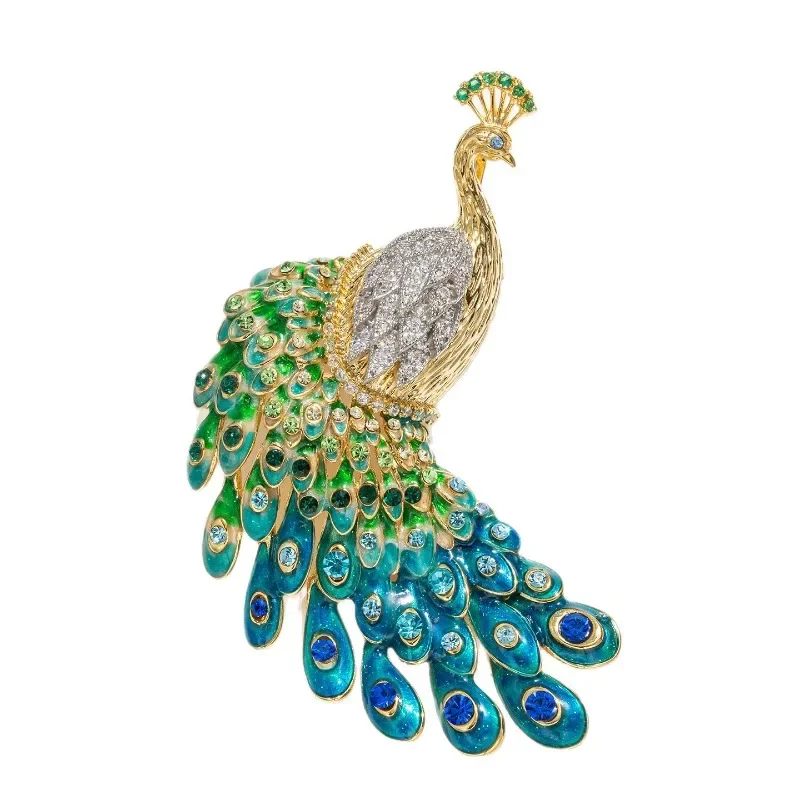 Brooch, elegant haute ladies with peacock corsage