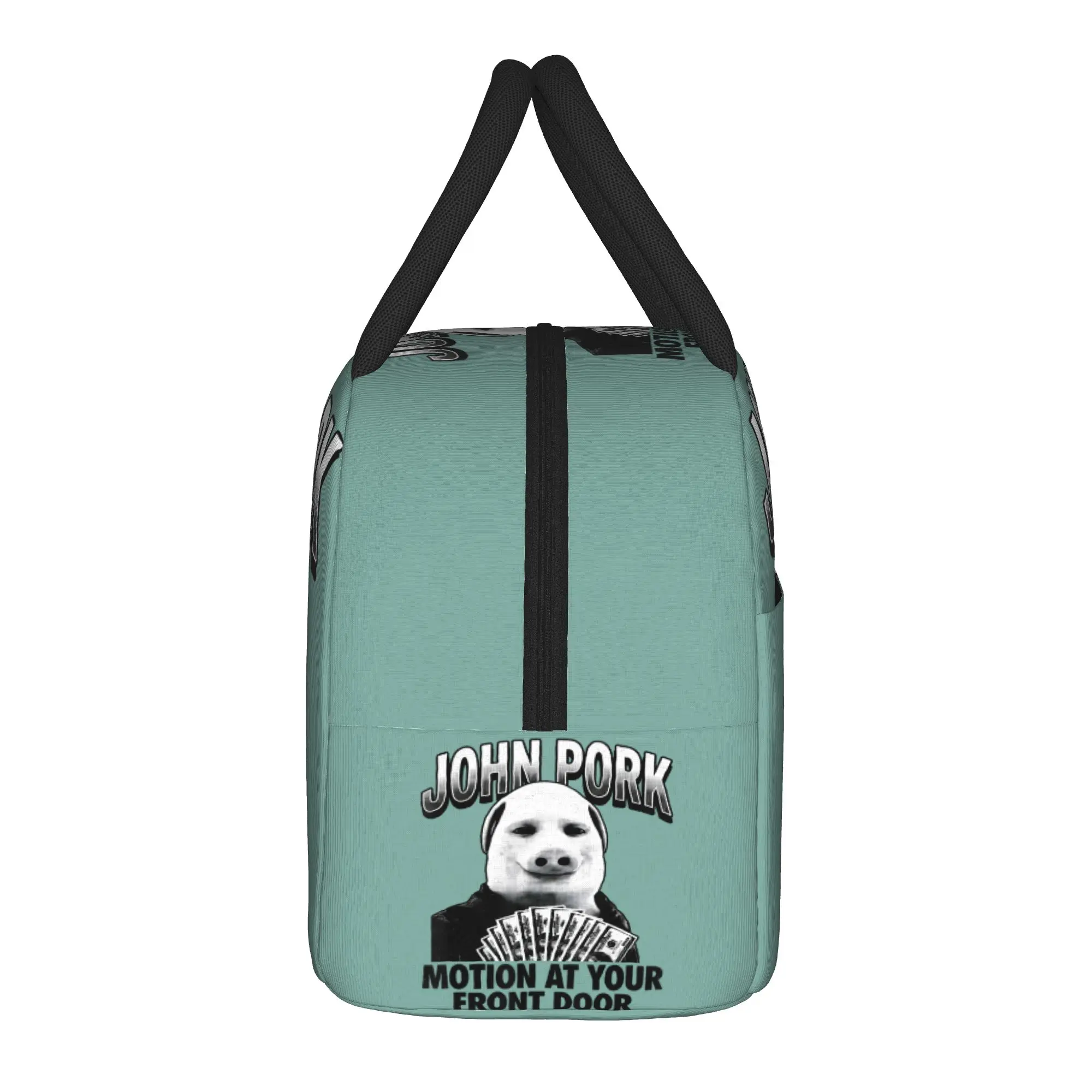 John Pork Motion At Your Front Door Halftone Pig Money Fan Art Lunch Bag For Child  Graphic Lunch Box Leisure Picnic Cooler Bag