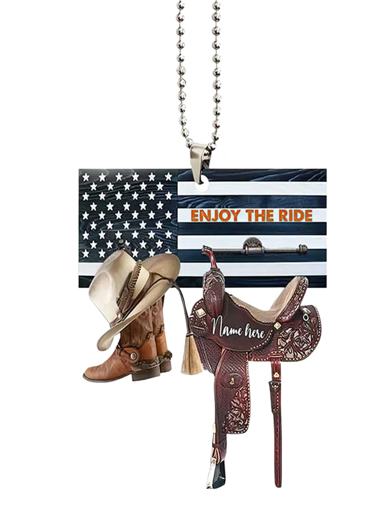 Arcylic Cowboy Hangings Car Ornament Novelty Car Rearview Mirror Pendant Auto Interior Decoration Accessories Gift For