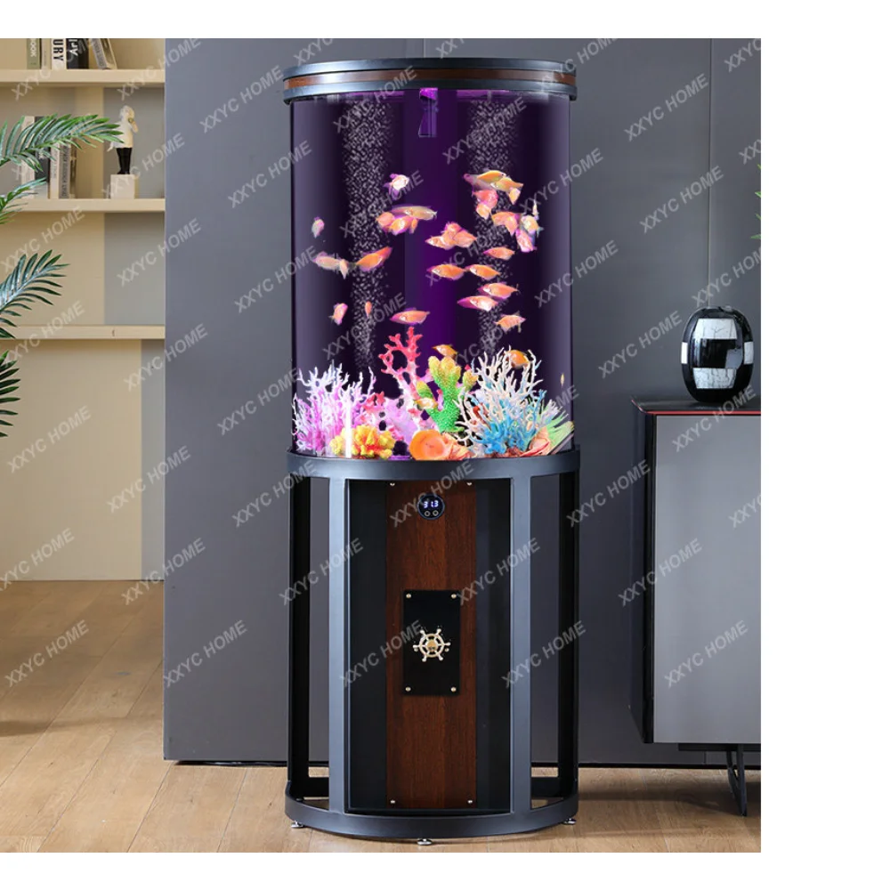 Semicircle Fish Tank Living Room Small Ecological Change Water Lazy Acrylic Fish Tank Aquarium Light Luxury