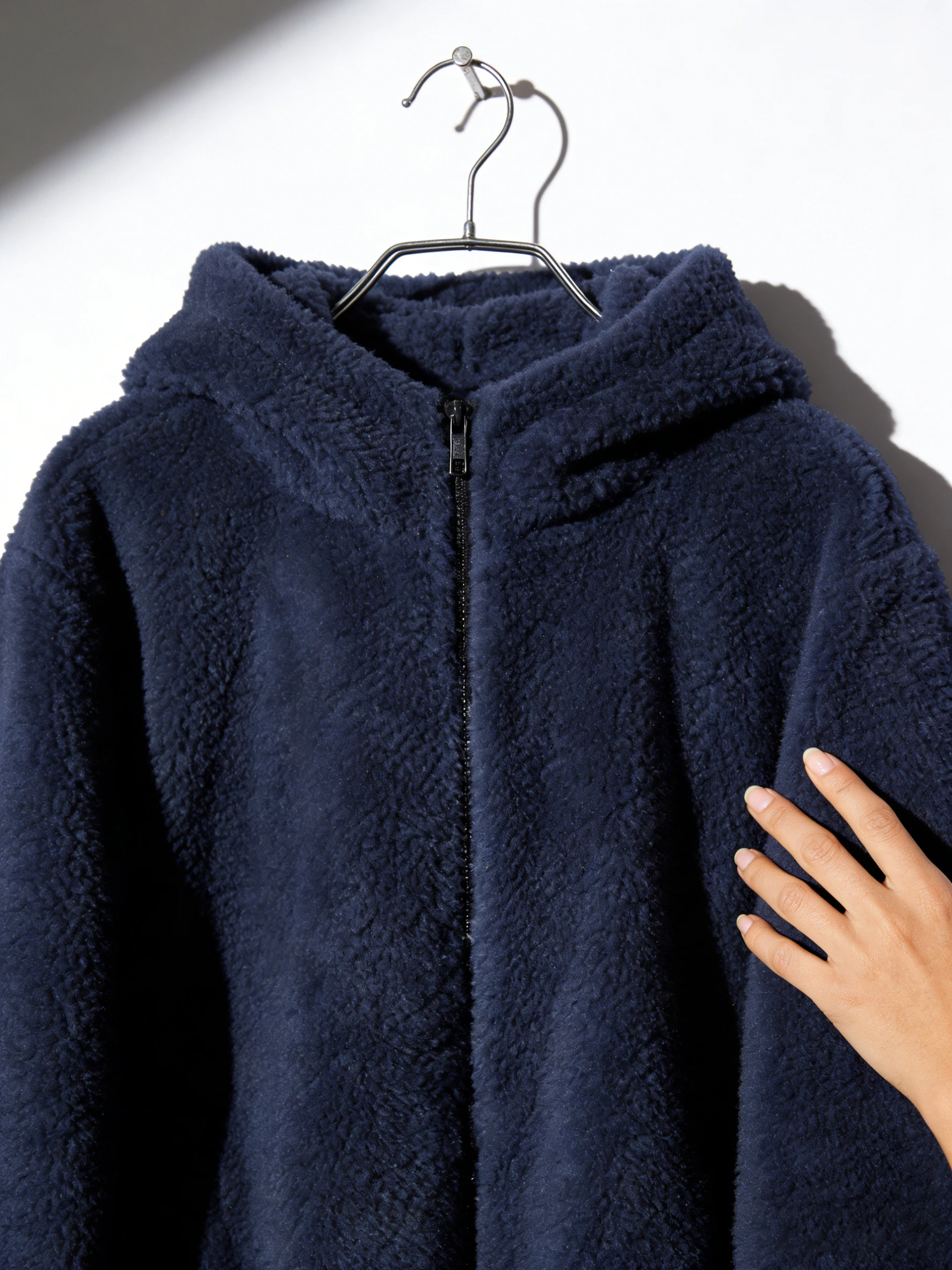 سترة رجالية جديدة دافئة بلون سادة وسحاب وغطاء للرأس كاجوال للتعليق في الخريف والشتاء #1