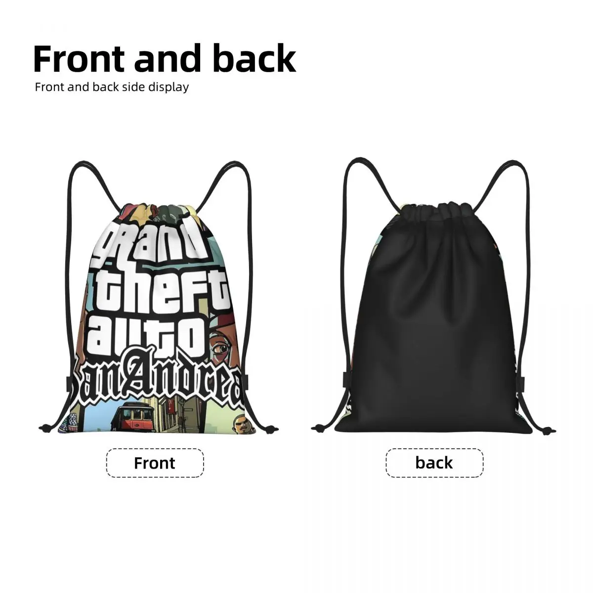 Custom Grand Theft Auto San Andreas Drawstring Backpack Women Men Gym Sport Sackpack Foldable GTA V Game Shopping Bag Sack