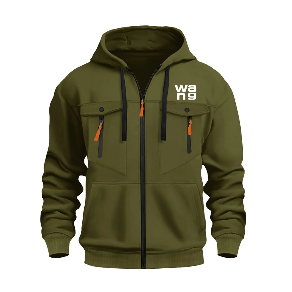 الشتاء الرجال فضفاض الصوف سستة مقنعين الأدوات ركاب الرياضة عارضة طويلة الأكمام سترة سترة