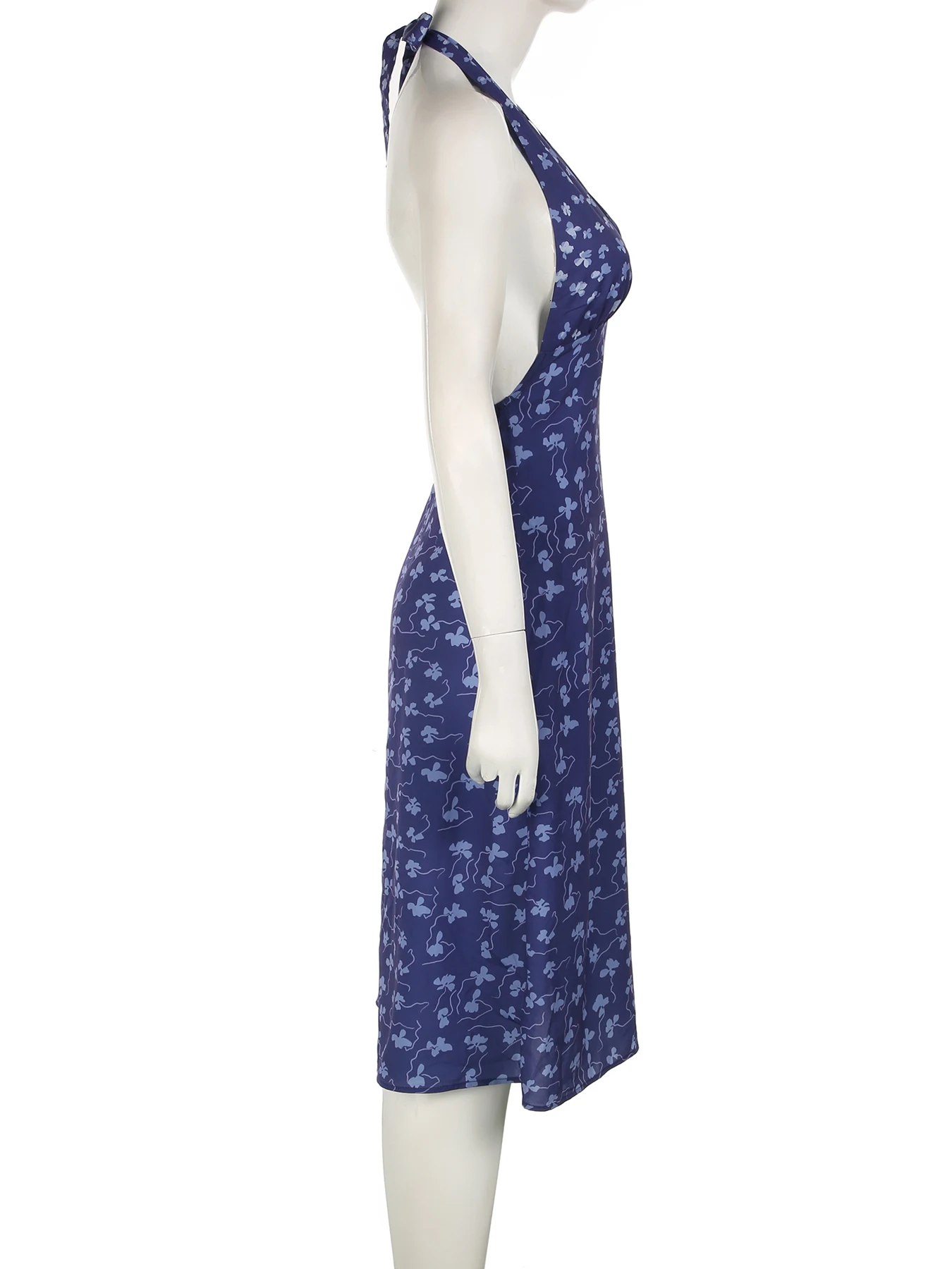 Rockmore-Robe trapèze à imprimé floral pour femme, dos nu, col en V, fibres mi-mollet, sexy, vacances, été, Y2K, Boho, 2024