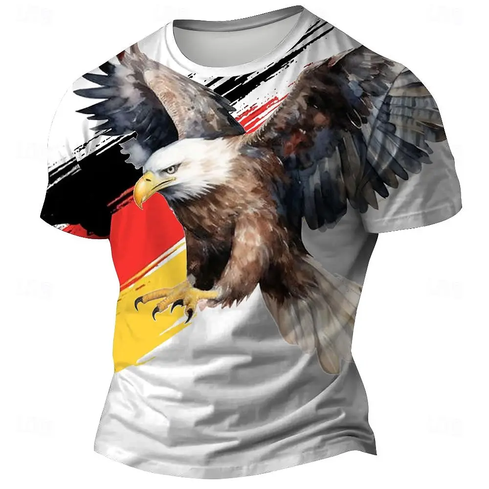 

Funny 3D Eagle Pattern T Shirt For Men Germany National Flag Print T-Shirt Casual O-neck Short Sleeve Tops Summer Loose Pullover