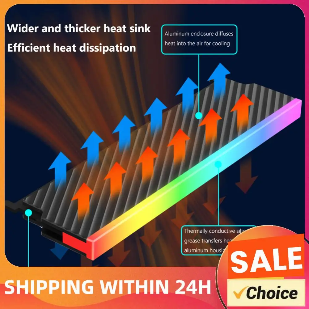 

5V 3PIN ARGB DDR Memory RAM Cooler Aura Sync Aluminum Alloy with Thermal Silicone Pad for DDR2 DDR3 DDR4 DDR5 Desktop PC Memory